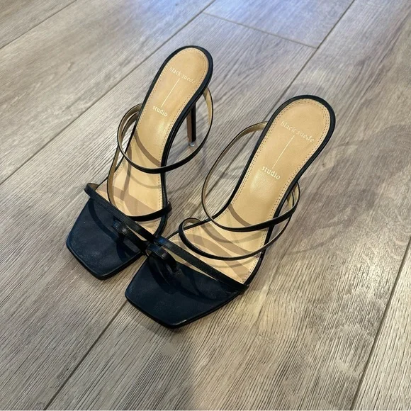 Black Suede Studio “Cindy” Black Strappy Heels - Picture 7 of 9